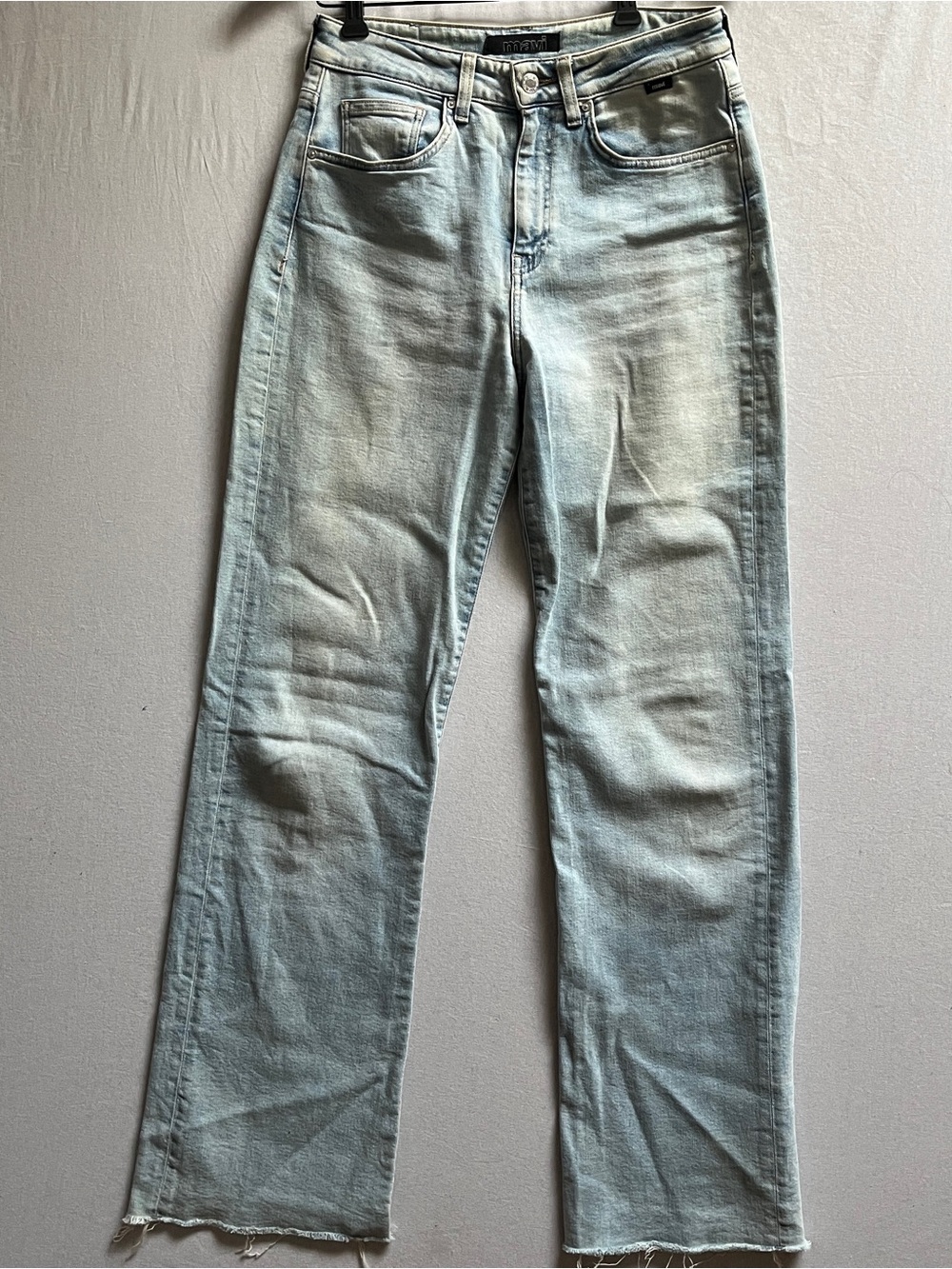 Mavi Mid Rise Straight Leg Raw Frayed Hem Denim Jeans 30